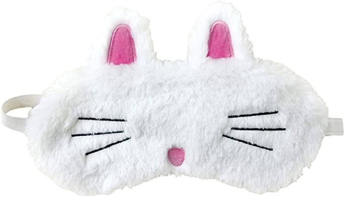 iscream Fun and Furry Satin-Lined Embroidered Sleep Mask for Girls - Sleeping Bunny