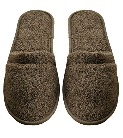 Arus Women's Turkish Organic Terry Cotton Cloth Spa Slippers One Size Fits Most, Chestnut Brown with Black Sole