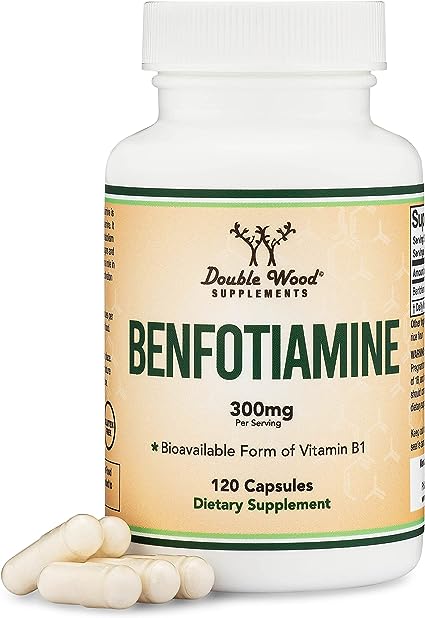 Benfotiamine 300mg (Third Party Tested, 120 Capsules) Made in The USA, to Boost Thiamine Levels (More Absorbable Than Thiamine) by Double Wood Supplements