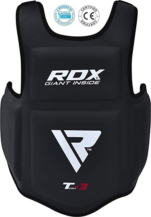 RDX Chest Guard Boxing MMA Martial Arts Maya Hide Rib Shield Armour Taekwondo Body Protector Training (CE Certified Approved by SATRA)