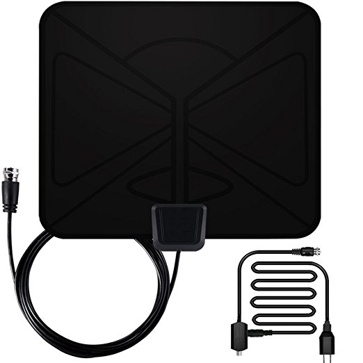 Vinpie Digital TV Antenna 50 Mile Range Amplifier Digital HDTV Antenna Indoor with Detachable Amplifier Power Supply, High Performance Antenna for TV with 13-Feet Coax Cable