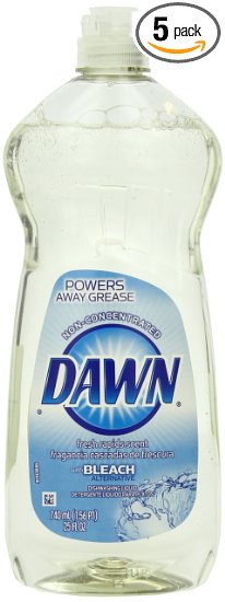 Dawn Non-Ultra with Bleach Alternative Fresh Rapids Dishwashing Liquid 25 Fluid Ounce (Pack of 5)