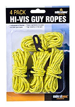 Milestone Camping 20540 Hi-Vis Guy Ropes (Packof 4) - Yellow