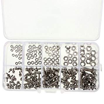 Steel Screws, ELEGIANT Combo M2 M2.5 M3 M4 M5 Steel Nuts Assortment Kit SEM Phillips Pan Head