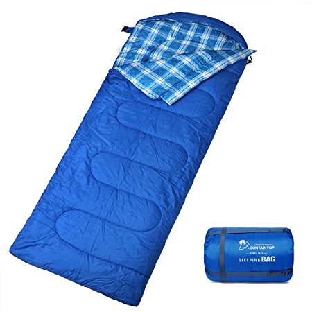 Mountaintop Lightweight Envelope Backpacking Camping Sleeping Bag Fits up to 6'11", 32-50°F Sleeping Bags for Adults