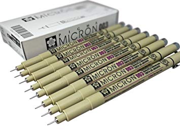 Sakura Pigma Micron pen 003 black felt tip artist drawing pens - 8 pen set