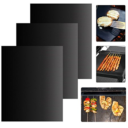 BBQ Grill Mat, Turata Set of 3 Non-stick Reusable Baking Mats for Home Outdoor Beach and More - Easy to Clean