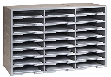 Storex 24-Compartment Literature Organizer, 31.38 x 14.13 x 20.5", Gray (61434U01C)