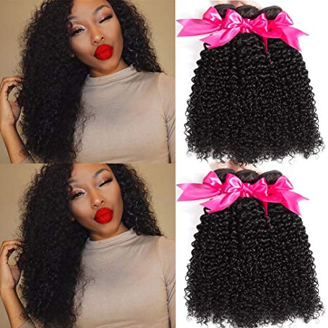 Hermosa 10A Brazilian Curly Hair 3 Bundles Good Quality Curly Weave Brazilian Human Hair Bundles Unprocessed Brazilian Virgin Hair Black Color 10 12 14inch