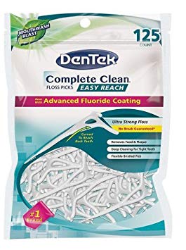 DenTek Complete Clean Floss Picks Easy Reach advanced flouride coating 125.0 ea( pack of 1)