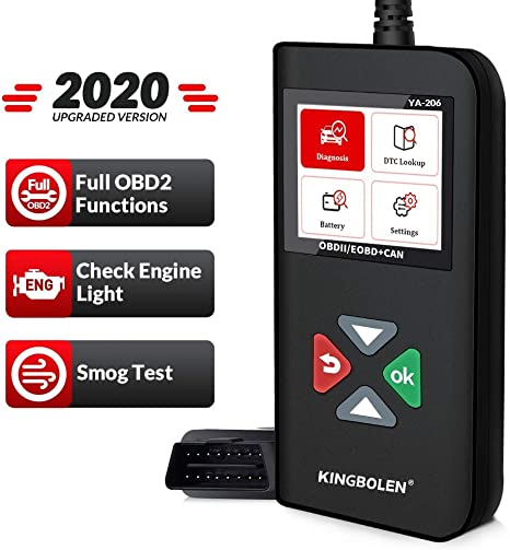 KINGBOLEN OBD2 Scanner YA-206 Code Reader,Car Engine Scan Tool with Full OBD2 Functions,Read and Clear DTCs for MIL Turn-Off Check Engine Light,Car Code Scanner for O2 Sensor and Smog Test