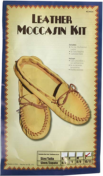 Realeather Crafts C4604-04 Leather Moccasin Kit, Size 10/11, Gold/Tan
