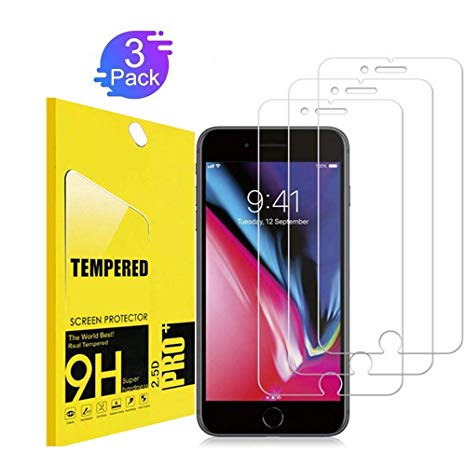 [3Pack] iPhone 8 Plus Screen Protector,OLINKIT [9H Hardness] [Anti-Scratches] [Anti-Fingerprint] Tempered Glass Screen Protector Compatible iPhone 8 Plus