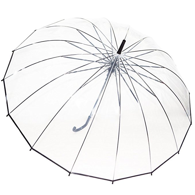 Kung Fu Smith Clear Bubble Dome Umbrella for Kids Girls and Boys, Cute Flowers Leaves Prints & Windproof