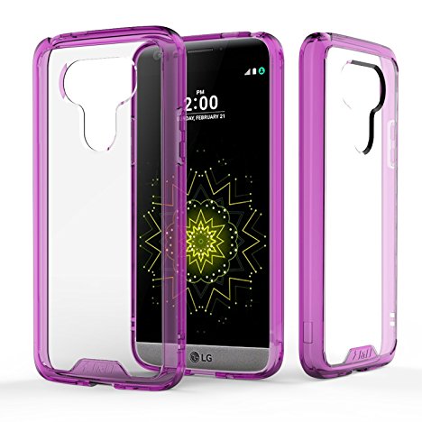 LG G5 Case, J&D [Crystal Clear] [Drop Protection] LG G5 Anti-Scratch Clear Back Panel   TPU Bumper Slim Case for LG G5 (Fusion Purple)