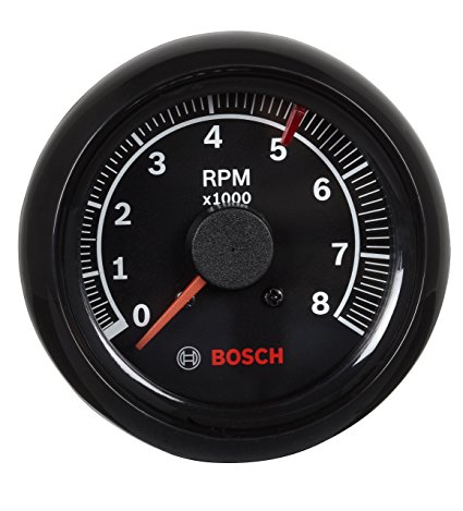Bosch SP0F000025 Sport II 2-5/8" Tachometer (Black Dial Face, Black Bezel)