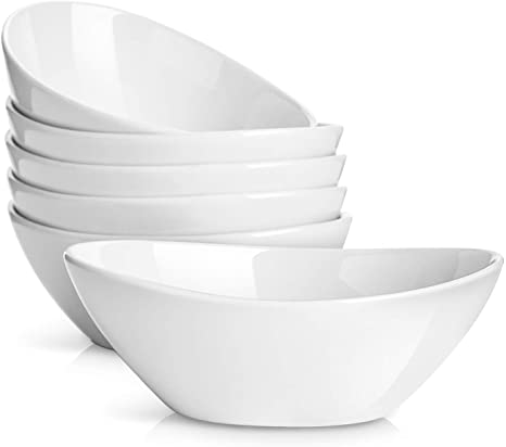 DOWAN Cereal Bowls Set of 6, 16 Ounces Dinner Bowls for Pasta, Dessert, Ice Cream Plate Bowl, Salad Serving Bowl, White Mixing Bowls Dishwasher and Microwave Safe, 7 Inches