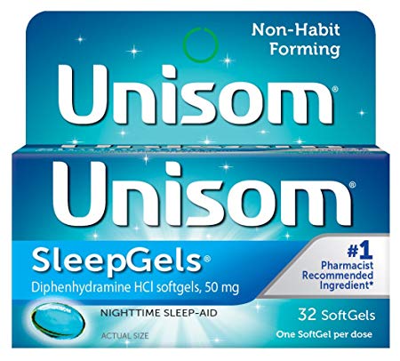 Unisom Sleep Gels, Nighttime Sleep-Aid, 50 mg Diphenhydramine HCl, 32 Soft Gel Capsules