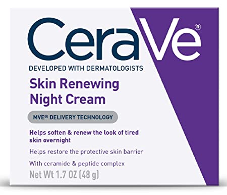 CeraVe Skin Renewing Night Cream | Niacinamide, Peptide Complex, and Hyaluronic Acid Moisturizer for Face | 1.7 Ounce