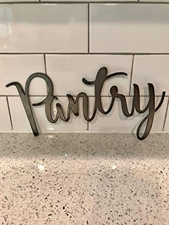 Epic Designs Pantry Colors Script Metal Steel Plasma Cut Sign for Door Wall Bathroom Decoration (Silver)