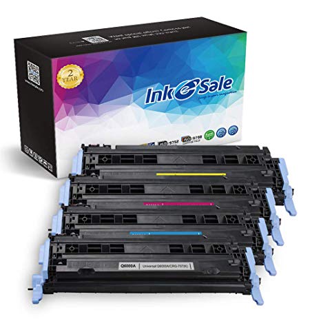 Ink E-Sale Compatible Toner Cartridge Replacement for HP Q6000A Q6001A Q6002A Q6003A 124A (KCMY, 4-Pack), for use with HP Color Laserjet 2600n 2605dn 2605dtn 2605 1600 1015 1017 CM1015 CM1017 Printer