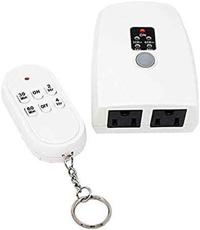 Teklectric Indoor Remote Control Outlet with Countdown Timer, 100 FT Range Wireless Auto Shut Off Safety Outlet for Appliances & Electrical Devices, Christmas Lights - 1000 Watt 15A Heavy Duty