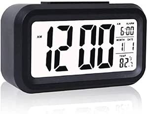 Blase® Digital Alarm Clock Table Clock for Students, Home, Office, Corporate with Automatic Sensor, Date & Temperature-Black,Plastic, Heavy Sleepers Clock