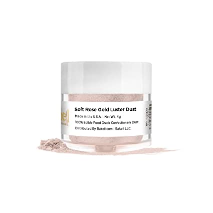 BAKELL Soft Rose Gold Edible Luster Dust & Paint, 4 Gram | LUSTER DUST Edible Powder | KOSHER Certified Paint, Powder & Dust | 100% Edible & Food Grade| Cakes, Vegan Paint & Dust (Soft Rose Gold)