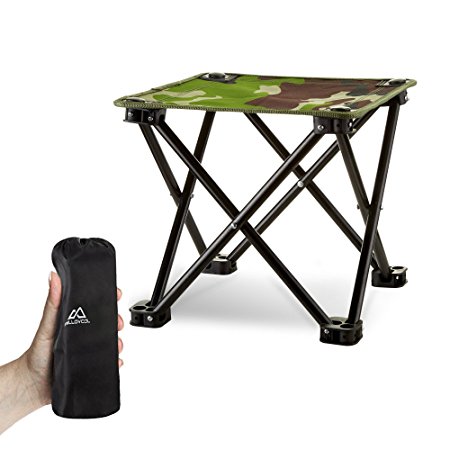 Folding Camping Stool, Mini Folding Stool Portable, Mini Portable Chair for Beach, Picnic Party, Camping, Barbecue, Fishing, Hiking, 600D Oxford Cloth with Portable Bag,12"x12"x11.5"(Green Camouflage)