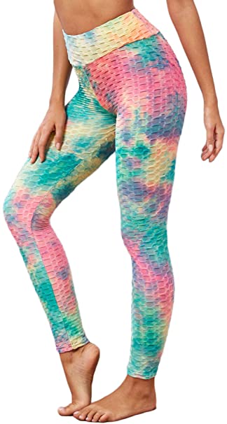 Milumia Women Tie Dye Texture Yoga Pants Activewear Joggers Running Sports Capris Leggings