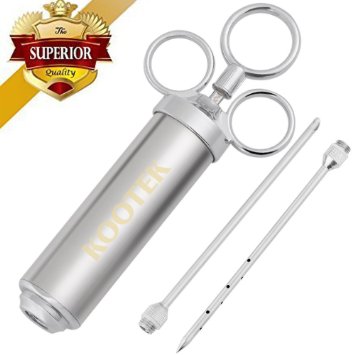 Meat and Turkey Marinade Injector Kootek Stainless Steel Food Flavor Seasoning BBQ Brine Injectors Kit Injection Gun with 2 Needles for Chicken Pork Baking Cooking