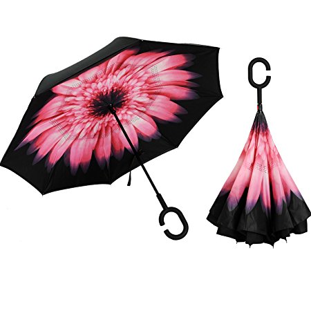 Inverted Umbrella, Alink Reverse Folding Double Layer Inside Out Outdoor Rain Away Car Umbrella