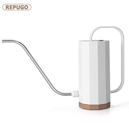 REPUGO Plastic Watering Can, Watering Can, Plant Watering Can with Long Spout, Modern Style Watering Pot, 1.2L/40 oz Small Watering Can for Outdoor Indoor House Garden Plants (White)