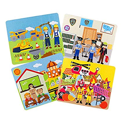 Sprogs Set of 4 Felt Storyboards w/Storage Bag, Construction, Fire, Police, School, SPG-ENA1020-SO