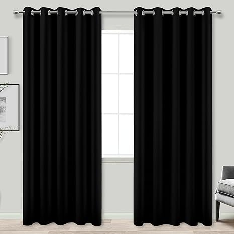 KOUFALL 72 Inch Extra Wide Large Window Curtains for Living Room Sliding Glass Patio Door,2 Panels Grommet Blackout Room Darkening Shade Dark Light Black Out Blinds,6x7 6 x 7 FT Width by 84in Length