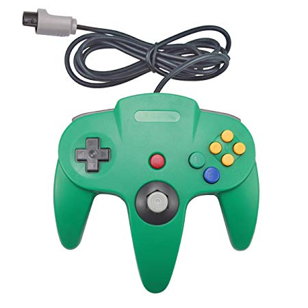 Joxde 1 Pack Upgraded Joystick Classic Wired Controller for N64 Gamepad Console (Green3)
