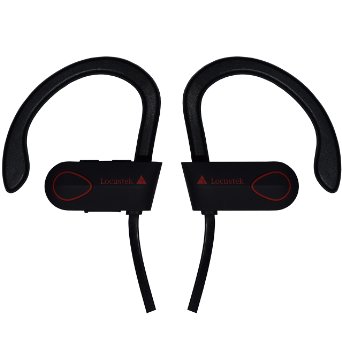 Locustek BASS Line Buds - Bluetooth Earphone Headset - Universally Compatible Sport Headphones - IPX7 Certified Waterproof / Sweatproof - Black
