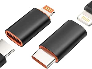 MoKo USB C Female to Lightning Male Adapter & Lightning Female to USB C Male Adapter for iPhone 15/14/13/iPad/AirPods/MacBook/Samsung, Support Fast Charge & Data Sync, Not for Audio/OTG/Pencil, Black