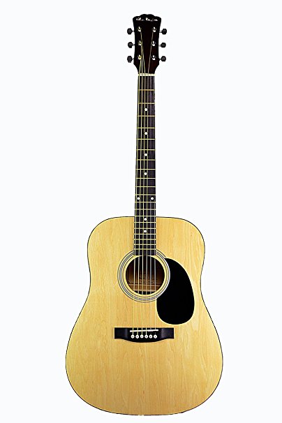 Full Size 41" Natural Premium Dreadnought Steel String Acoustic Guitar & DirectlyCheap(TM) Translucent Blue Medium Guitar Pick (AC-101)