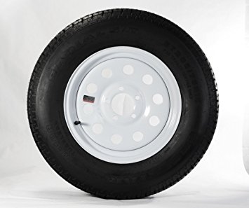 14" White Mod Trailer Wheel with Radial ST205/75R14 Tire Mounted (5x4.5) bolt circle