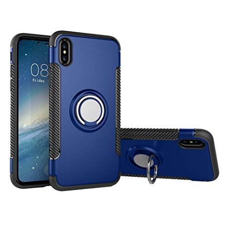 Hayder iPhone Xs Case, iPhone X Case Car Magnetic Kickstand 360 Degree Ring Holder Protection Cover