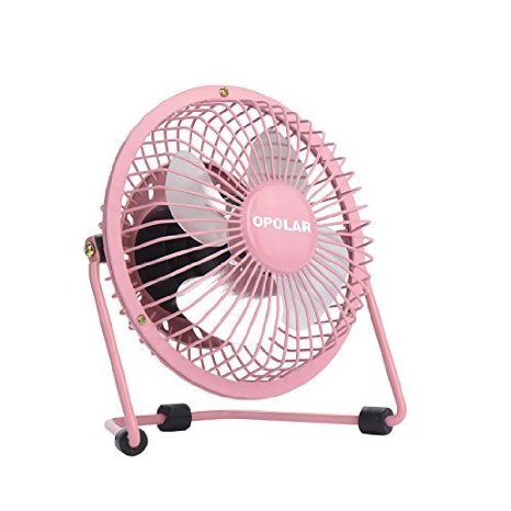 OPOLAR Mini USB Table Desk Personal Fan USB Powered Metal Design Quiet Operation 39 ft USB Cord Handheld Size Power Saving - Pink