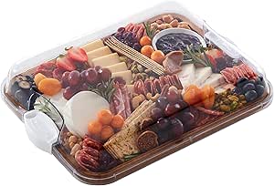 Farberware Build-A-Board Acacia Cutting Board with Built-in Compartments and Clear Locking Lid with White Handles, Perfect for Charcuterie, Snacks, and More - Make it. Take it. Enjoy it, 11x14 Inches