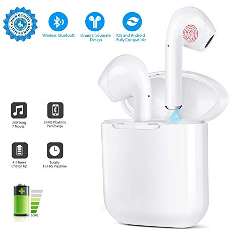 Wireless Bluetooth Headset Mini Bluetooth Headphones, in-ear Bluetooth Earphones Earbuds Stereo With Mic and Charging case, Noise Cancelling 3D Surround Sports Headphones for Smartphones