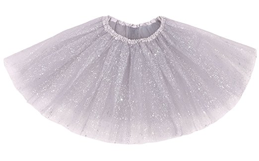 Women's Classic Triple Layered Tulle Dress-up Tutu Skirt with Sparkling Sequin