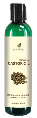 Pure Castor Oil - Cold Pressed for Eyelashes, Skin, Hair Growth Shampoo - 100 % Pure Hexane Free - No Fillers, Dyes or Artificial Ingredients of Any Kind - 16 Fl Oz