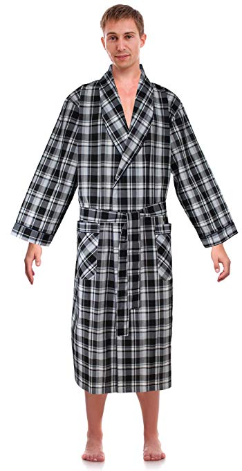 Robes King Classical Sleepwear Men’s Woven Shawl Collar Robe,
