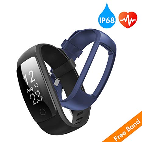 runme Fitness Tracker with Heart Rate Monitor, Activity Tracker Smart Watch with Sleep Monitor, IP67 Water Resistant Walking Pedometer with Call/SMS Remind for iOS/Android, Gift Edition