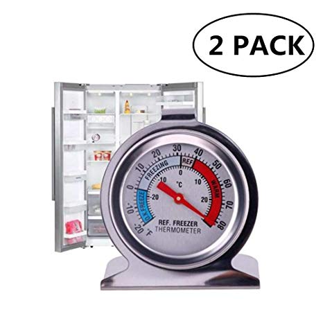 JSDOIN Freezer Refrigerator Refrigerator Thermometers Large Dial Thermometer 2 Pack