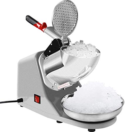 Boylymia Electric Dual Blades Ice Crusher Shaver Snow Cone Maker Machine Silver 143lbs/hr for Home and Commerical Use